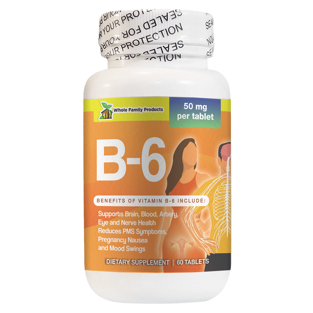 Vitamin B6 60 Capsules Supports Brain Blood and Artery