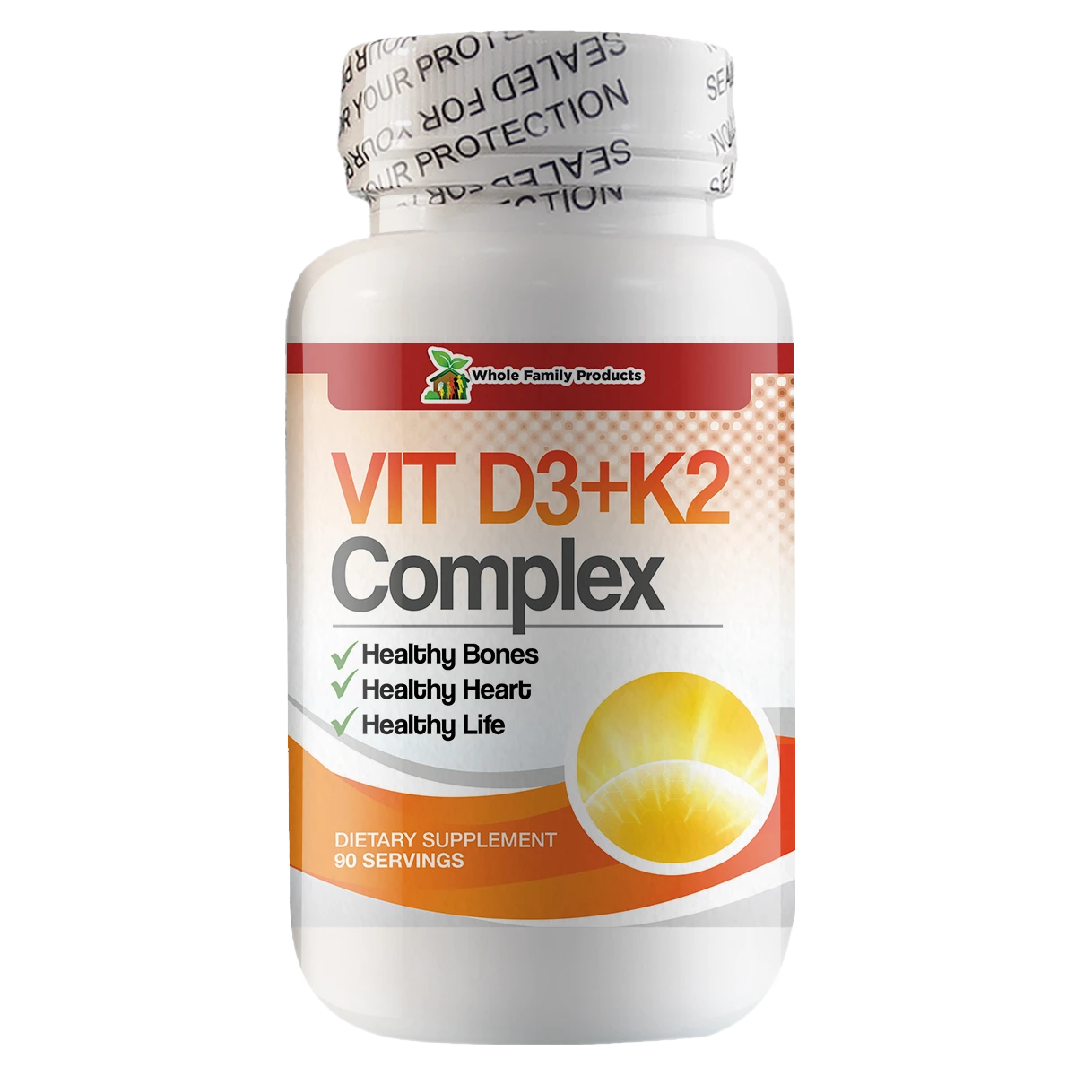 Vit D3 + K2 Complex for Strong Bones and Heart Health 1 Vitamin D3 + K2 formulated to support bone strength, heart health, calcium absorption, and immune function.